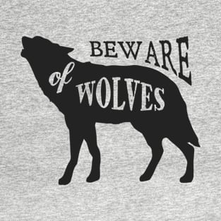 Retro Animal Wolf Beware Of Wolves Black T-Shirt